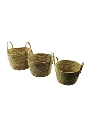 3 BOY OVAL - KULPLU HASIR ORGANİZER SEPET Ç: 28-30-33CM - Y: 17-19-24CM (4767) - CBT8017-9223