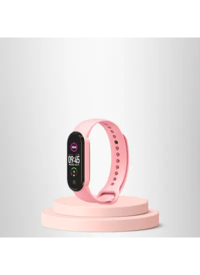 Mi Band 3-4 Uyumlu Silikon Kordon M3-M4 Uyumlu Açık Pembe