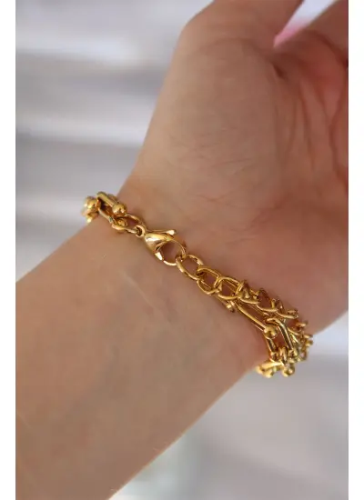 316L Çelik Gold Renk Tiffany Bileklik - Tj-Bb6086