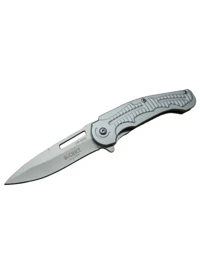 Crkt Cr 0062 Gri Oluklu Kamp Çakı 17,5 Cm - Otomatik, Kılıflı, Kutulu