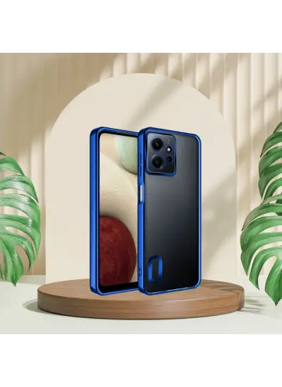 Xiaomi Redmi Note 12 4G Yanları Renkli Lens Korumalı Logo Gösteren Mega Kılıf Lacivert