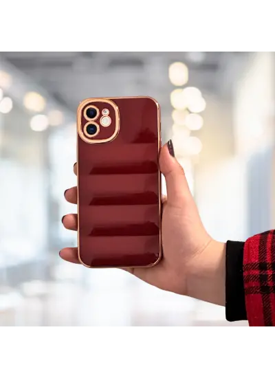 İphone 12 Renkli Silikon Pıllow Case Bordo