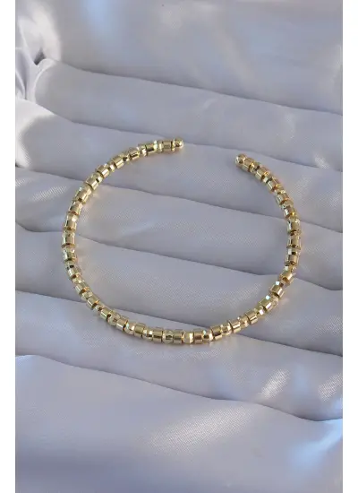 Pirinç Gold Renk Oval Detaylı Bileklik - TJ-BB6217