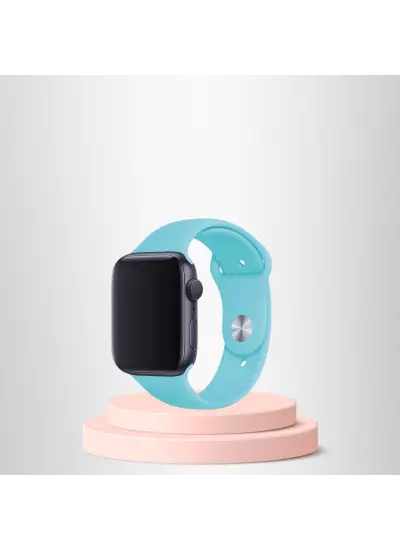 Apple Watch 42 44 45Mm/S A Kalite Kordon Kayış Bileklik Klasik Kaliteli Silikon Kordon Turkuaz