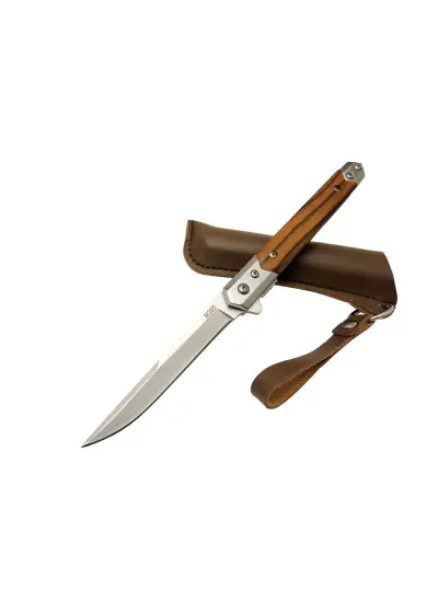 ZBR M390 1-37 Kahverengi Kamp Çakısı 21cm - Manuel, Ahşap Sap, Kılıflı