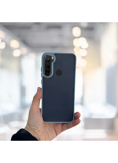 Xiaomi Redmi Note 8 Arkası Buzlu Şeffaf Hassas Düğme Kamera Çıkıntılı Sert Mat Perfect Turkuaz