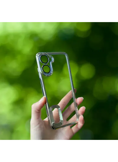 Realme 10 4.G Yanları Renkli Lens Korumalı Logo Gösteren Mega Kılıf Gümüş