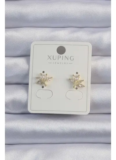 Xuping Gold Renk Zirkon Taşlı Ağaç Küpe - Tj-Bkp9374