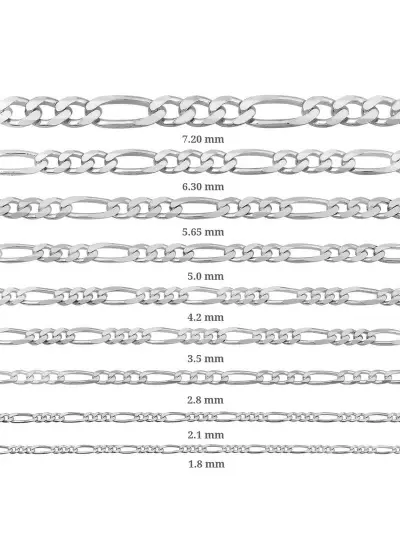 2.1 mm Gümüş Figaro Zincir - 0.60 mikron