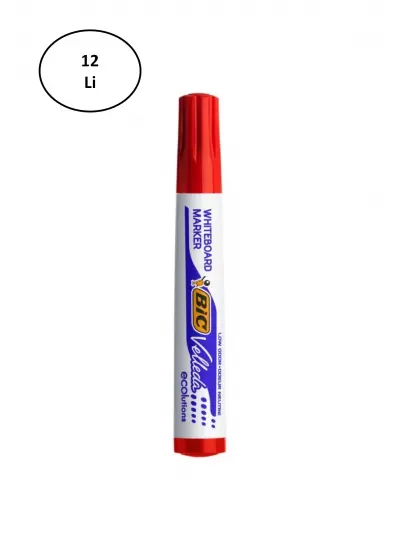 Bic Velleda 1701 Eco Yuvarlak Uç Beyaz Tahta Kalemi Kırmızı (12 Li Kutu)