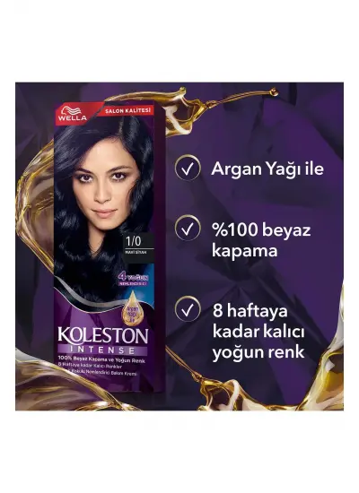 Koleston Intense Saç Boyası 1/0 Mavi Siyah - Salon Kalitesi