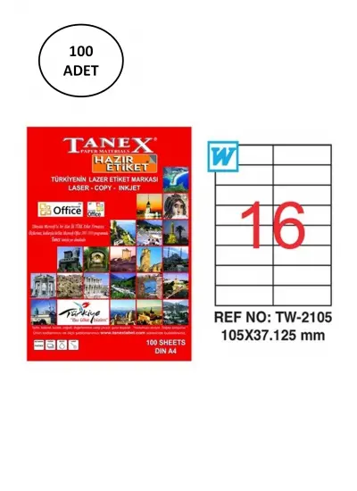 Tanex Tw-2105 Lazer Etiket 105X37 Mm 100 Lü