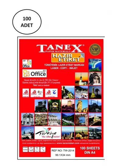 Tanex Tw-2016 99,1x34 Mm Lazer Etiket 100 Adet