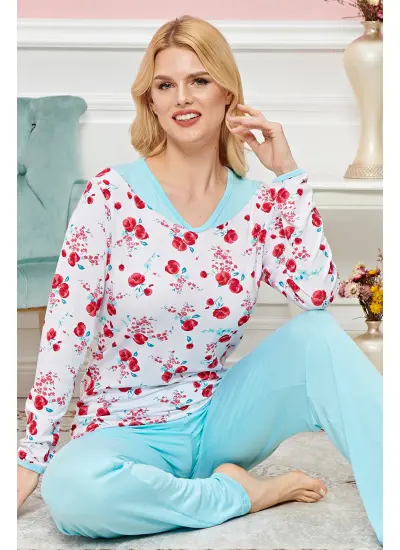 Bayan Uzun Kollu Pijama Takımı Model no 7579