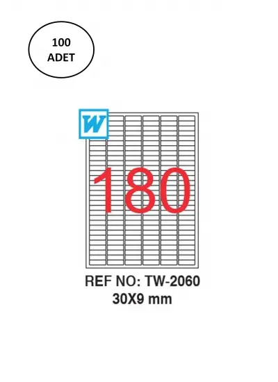 Tanex Tw-2060 Lazer Etiket 30X09 Mm 100 Lü