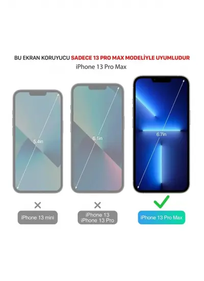 Iphone 13 Pro Max Uyumlu Premium Ekran Koruyucu 9h Sert Temperli Kırılmaz Cam Koruma Şeffaf