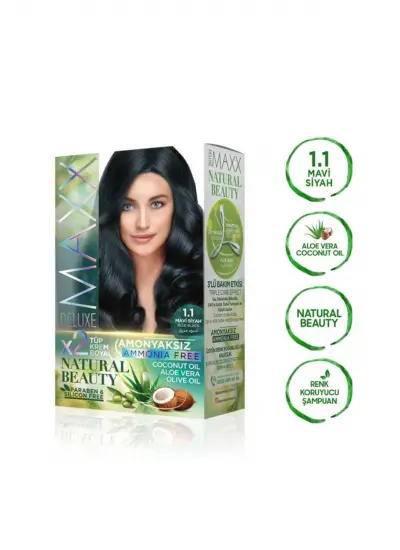 2 Paket Natural Beauty Amonyaksız Saç Boyası 1.1 Mavi Siyah