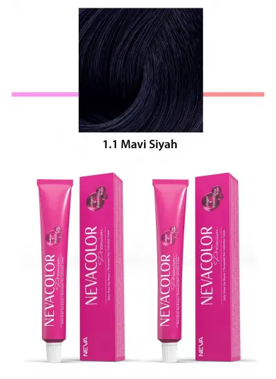 2 li Set Premium 1.1 Mavi Siyah - Kalıcı Krem Saç Boyası 2 X 50 g Tüp