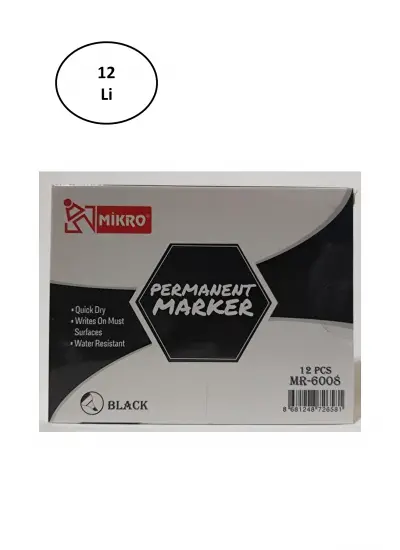 Mikro Mr-6008 Permanet Marker Siyah Kalem 12'li