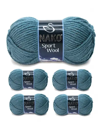 5 Adet Sport Wool Atkı Bere Ceket Yelek Örgü İpi Yünü No: 185 Fırtına