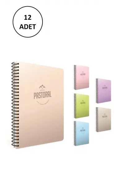 Gıpta Pastoral Spiralli Pp Kapak Defter 17x24cm 72 Yaprak Kareli (12 Adet)