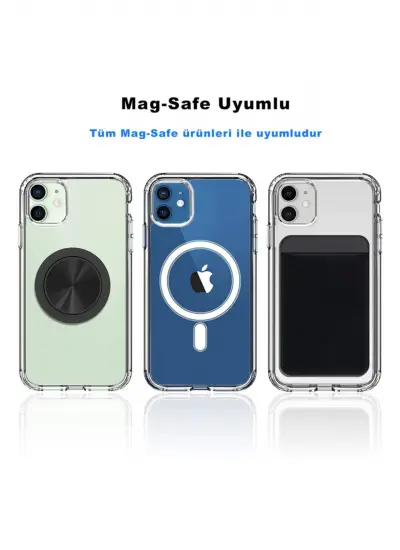 Iphone 12 Pro Max Kılıf Kamera Lens Korumalı Magsafe Destekli Şeffaf Darbe Emici Sert Kapak