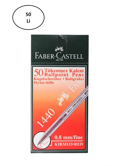 Faber Castell FC 1440 Tükenmez Kalem 0.8 Mm 50'li Kırmızı