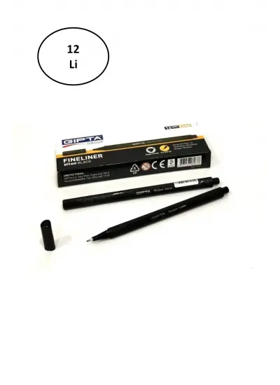 Gıpta Fineliner Ince Keçe Uçlu Kalem 0,4 Mm Karton Kutu Üçgen Siyah (12 Li Paket)