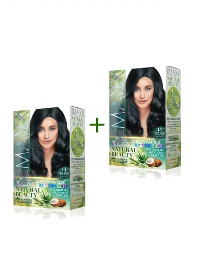 2 Paket Natural Beauty Amonyaksız Saç Boyası 1.1 Mavi Siyah