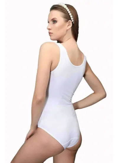 Elit Life Geniş Askılı Kadın Dikişsiz Çıtçıtlı Slip Body Beyaz 878