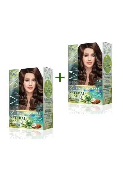 2 Paket Natural Beauty Amonyaksız Saç Boyası 5.0 Açık Kahve