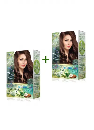 2 Paket Natural Beauty Amonyaksız Saç Boyası 7.7 Karamel Kahve