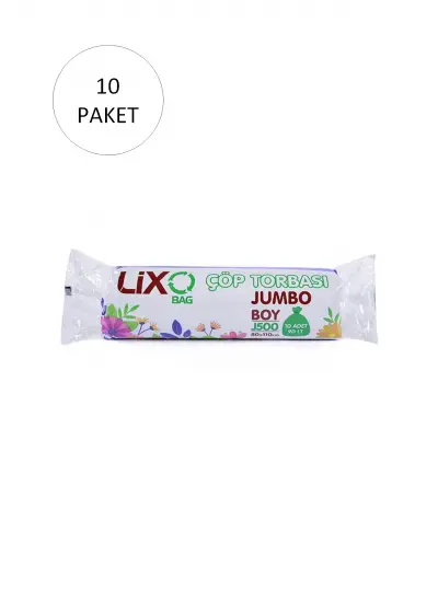 J-500 Jumbo Boy Çöp Torbası 80 x 110 cm 10 Lu Rulo x 10 Paket = 100 Adet (Siyah)