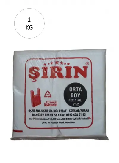 Beyaz Kalın Atlet Poşet Orta Boy 28x50 Cm 1 Kg 1 Paket (Takriben 75 Adet)