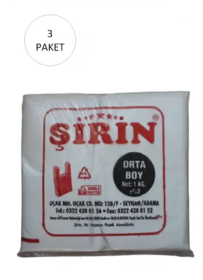 Beyaz Kalın Atlet Poşet Orta Boy 28x50 Cm 1 Kg 3 Paket (Takriben 225 Adet)