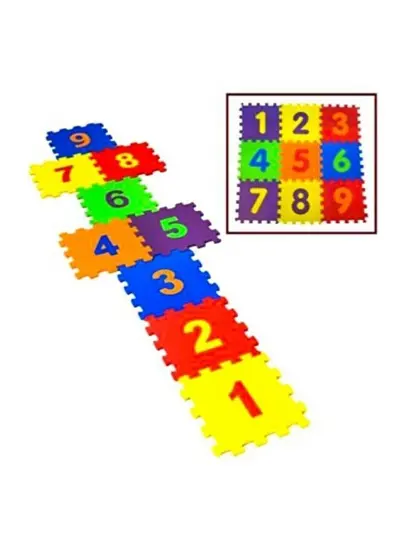 9 Parça Büyük Boy Rakamlı Sayılı Sünger Yapılı Oyun Karosu Yer Matı Puzzle Yapboz