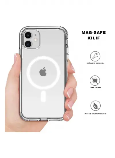 Iphone 12 Pro Max Kılıf Kamera Lens Korumalı Magsafe Destekli Şeffaf Darbe Emici Sert Kapak