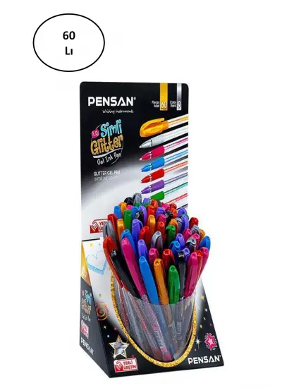 Pensan Glitter Simli Tükenmez Kalem Jel 1.0 Mm Karışık (60 Lı Paket)