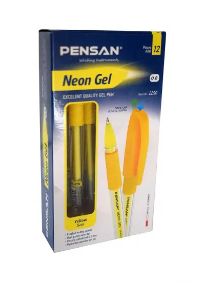 Pensan Neon Jel Kalem Sarı 1 Mm 12 Li