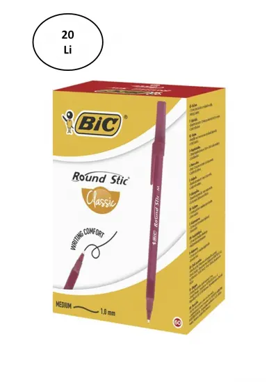 Bic Round Stic Tükenmez Kırmızı Kalem 20'li