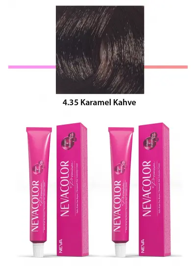 2 li Set Premium 4.35 Karamel Kahve - Kalıcı Krem Saç Boyası 2 X 50 g Tüp