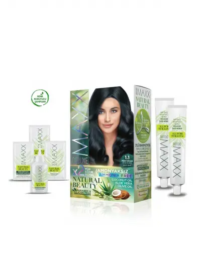 2 Paket Natural Beauty Amonyaksız Saç Boyası 1.1 Mavi Siyah