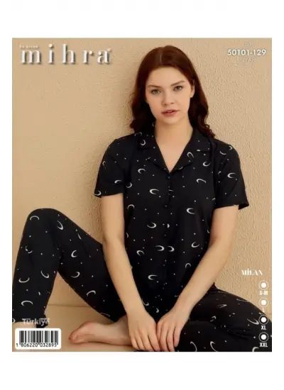 Kısa Kollu Gömlek Yaka Pijama Takım