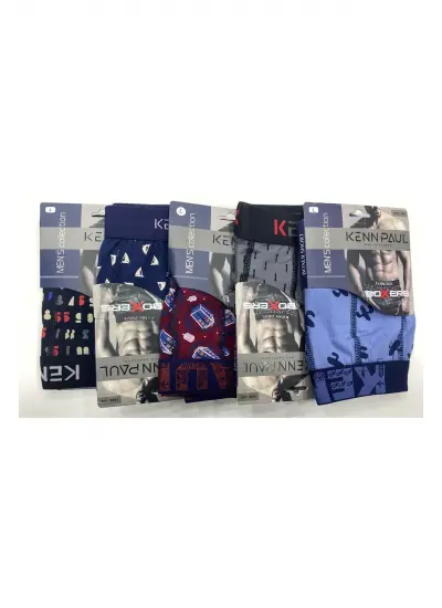 ***008, 5'li Paket Erkek desenli likralı Kaliteli Mix Paket Boxer Short.