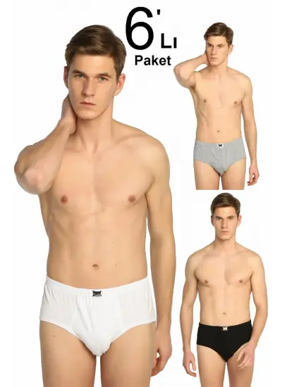 Erkek Karışık Renk 6'Lı Paket Pamuk Slip