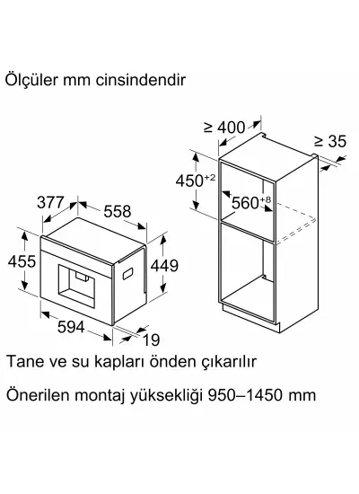 Bosch Ctl7181b0 Serie 8 Ankastre Tam Otomatik Kahve Makinesi Siyah