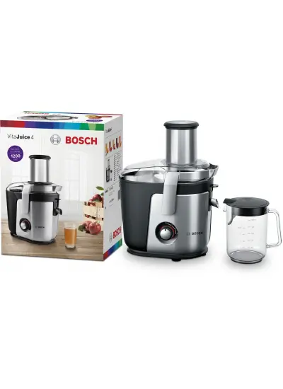 Bosch Mes4010 VitaJuice Geleneksel Katı Meyve Sıkacağı VitaJuice 4 1200 W Gümüş, Siyah