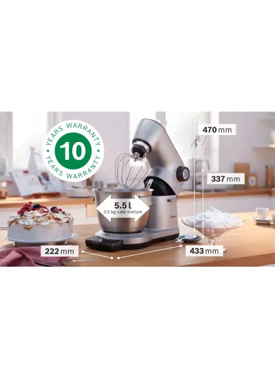 Bosch Mum9yx5s12 Serie 8 Kitchen machine with scale OptiMUM 1600 W Gümüş, Siyah