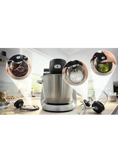 Bosch Mums6zs00 Serie 6 Kitchen machine with scale 1600 W Siyah, Fırçalanmış paslanmaz çelik