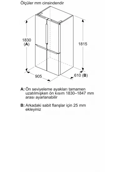 Bosch KFN96VPEA Serie 4 multi door 183 x 90.5 cm Kolay temizlenebilir Inox